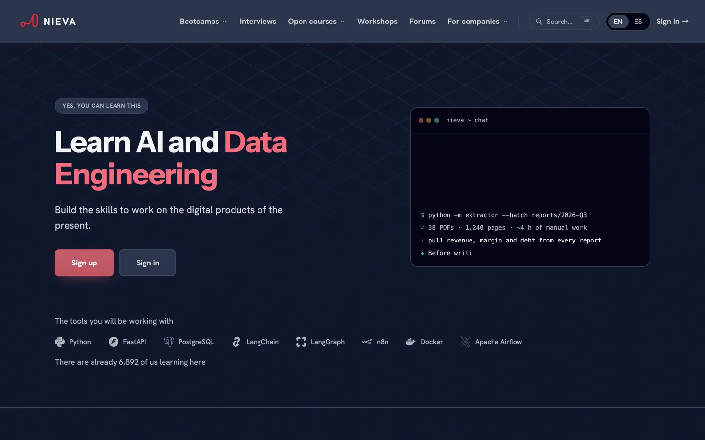 NIEVA's home page, running on Wislab